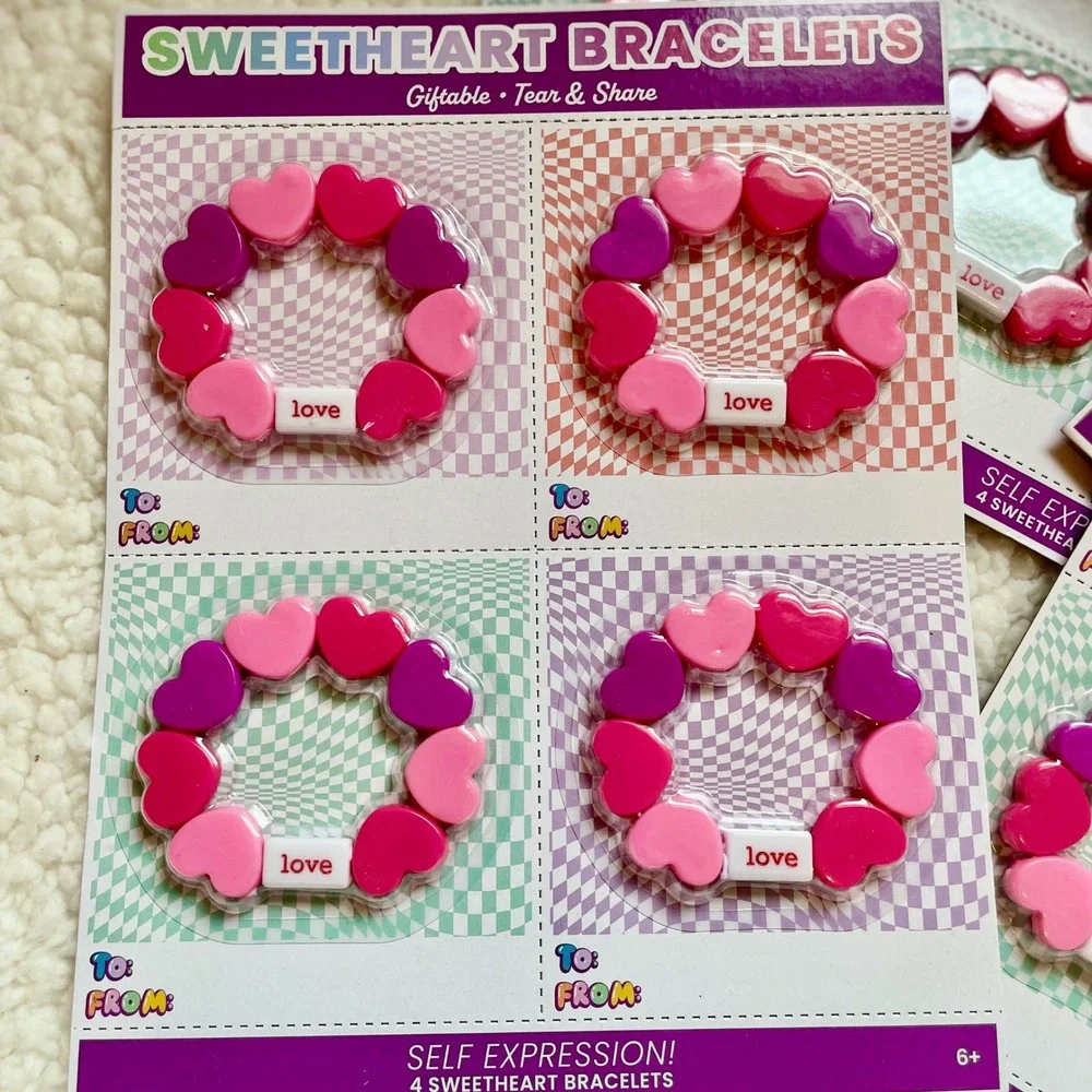 Way To Celebrate Sweetheart Bracelets 4pk Kids Tear & Share Heart‎ Beads